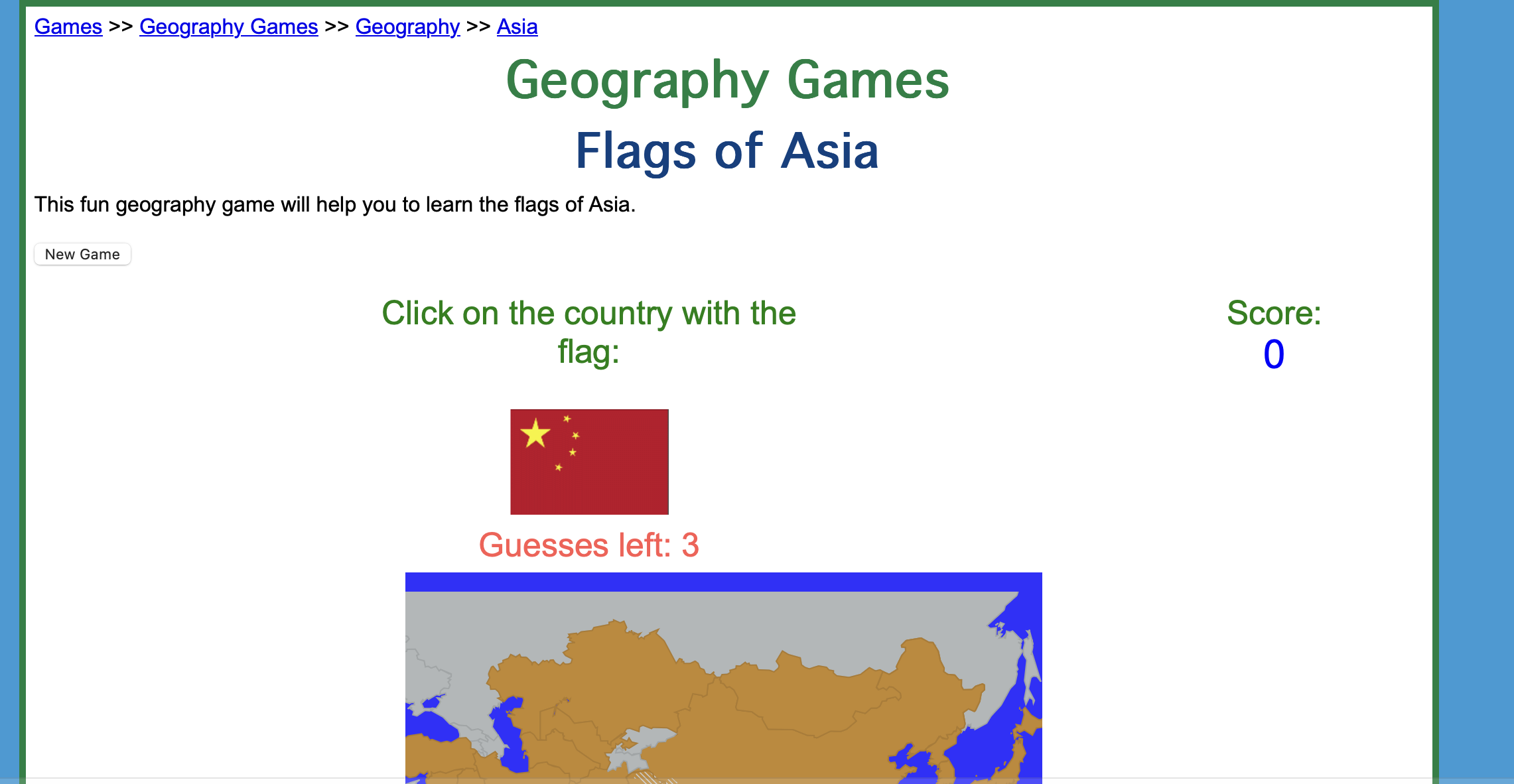 World Flag Game on Ducksters.com